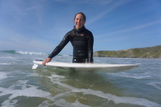 Artist Naomi Jenkin enjoying her local Cornish beach