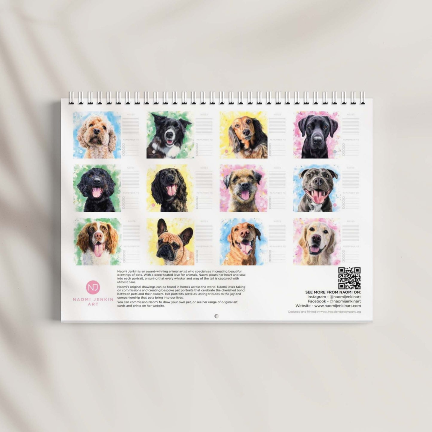 2026 Dog Art Calendar - Naomi Jenkin Art