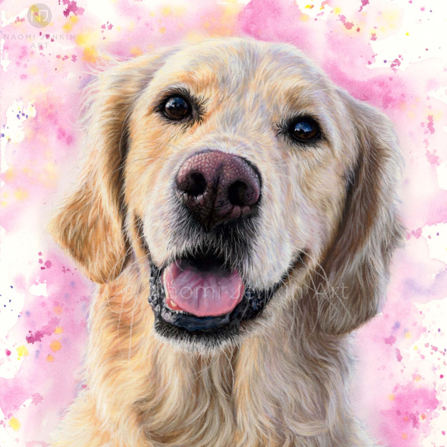Dog greeting card of a Golden Retriever from Naomi Jenkin Art.