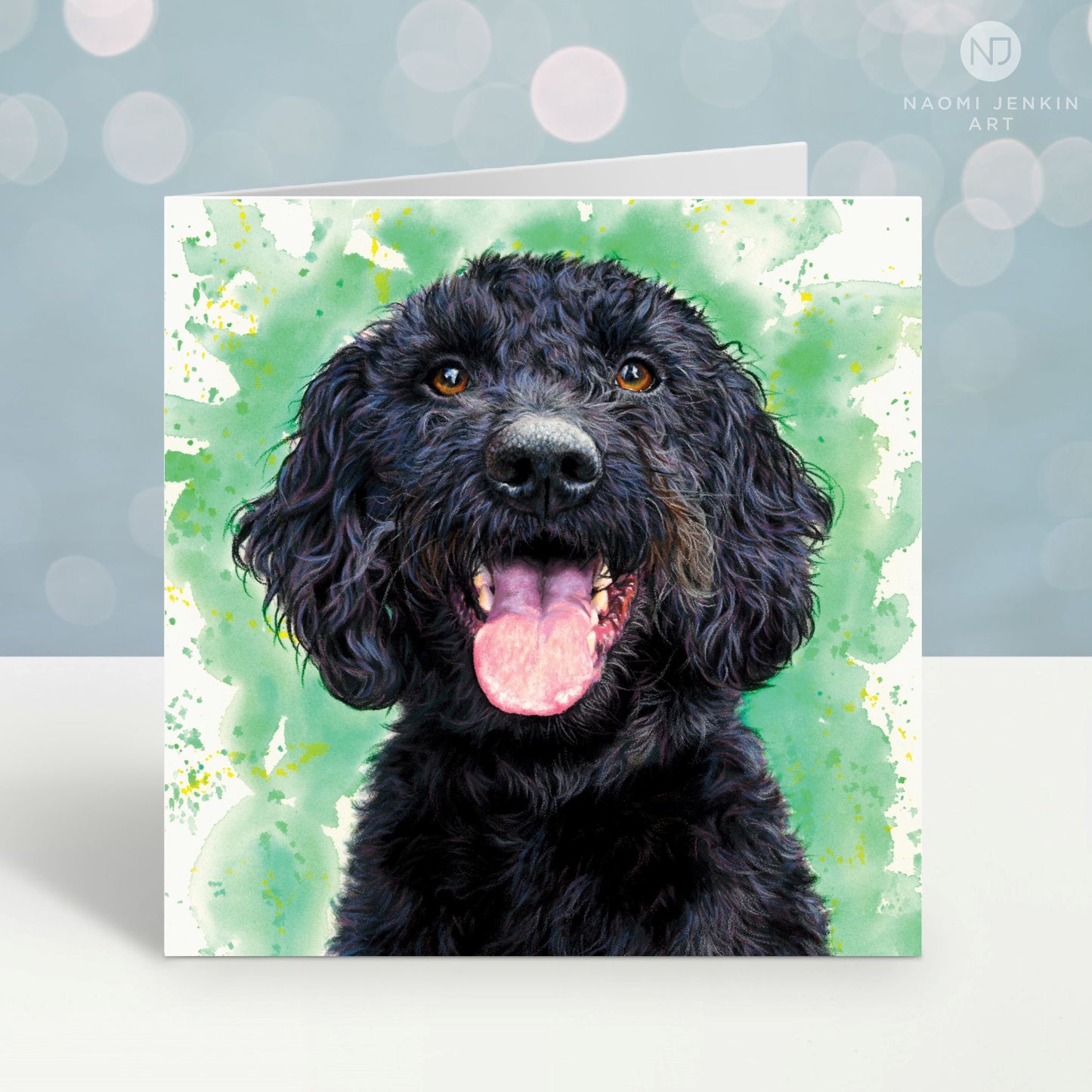 Labradoodle greeting card by Naomi Jenkin Art