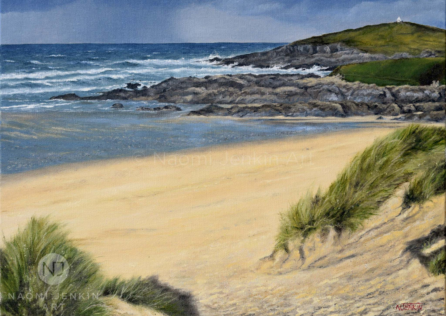 Fine art seascape painting of Fistral Beach by artist Naomi Jenkin Art