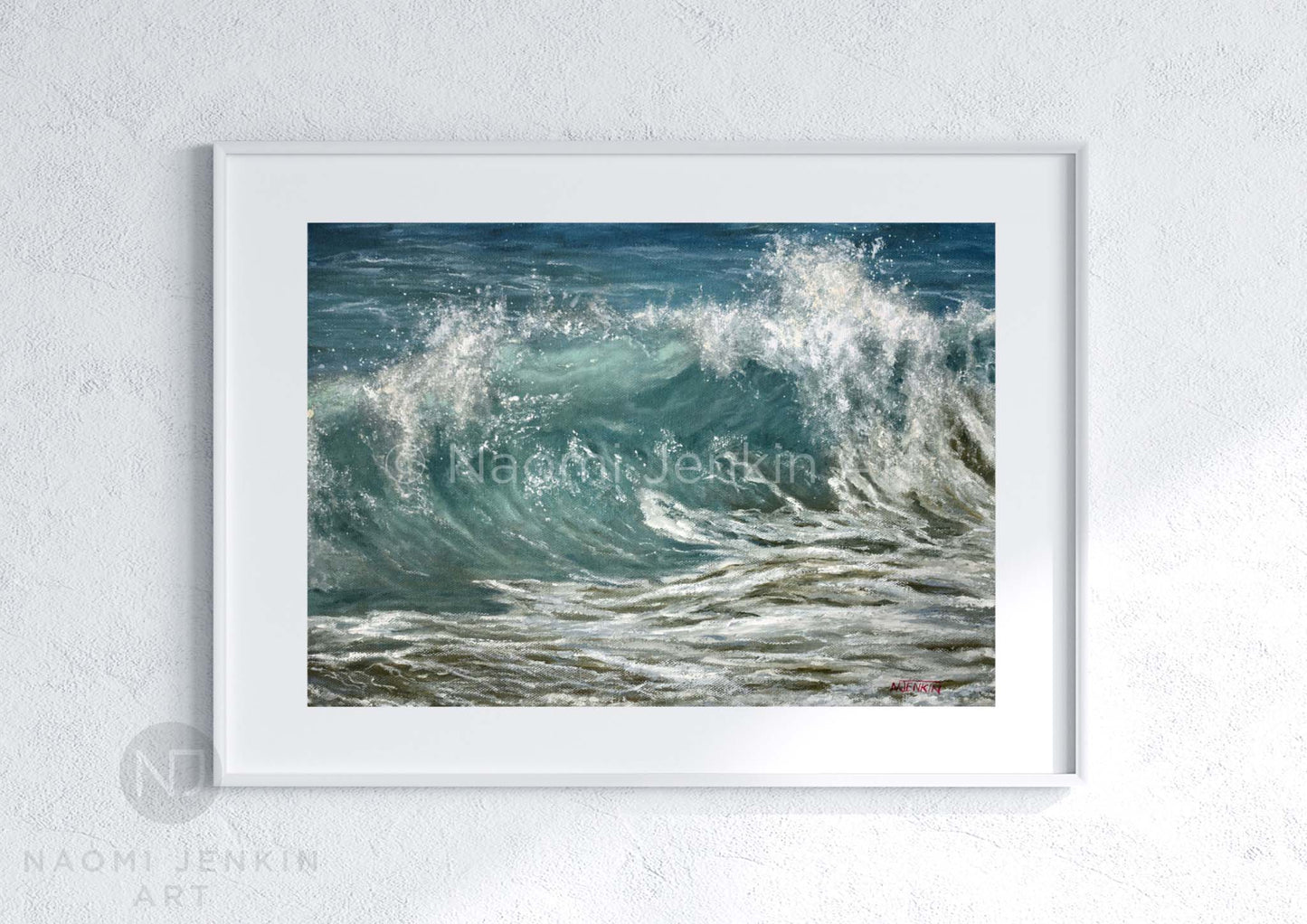 Framed 'Churning Water' seascape print by artist Naomi Jenkin Art