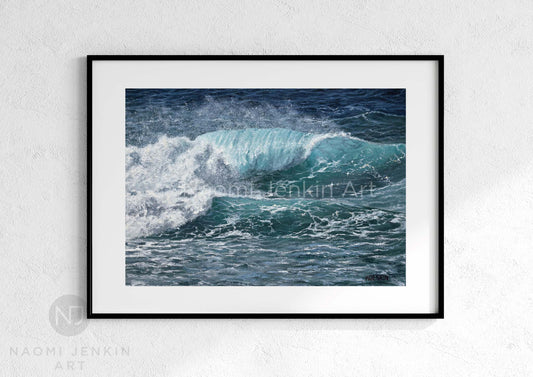 "Framed 'Turquoise Peelers' seascape art print by Naomi Jenkin Art "