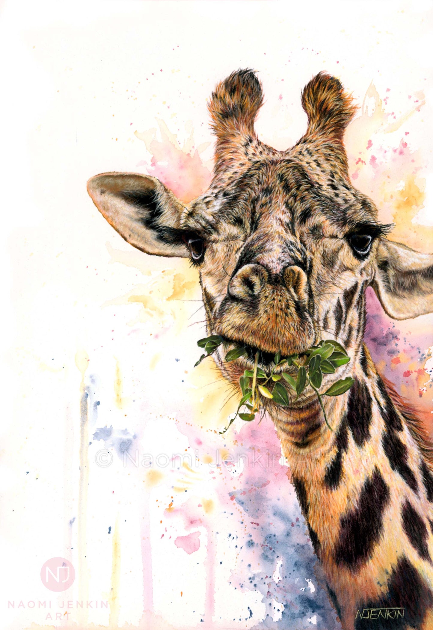 "The High Life" - Giraffe art by Naomi Jenkin Art