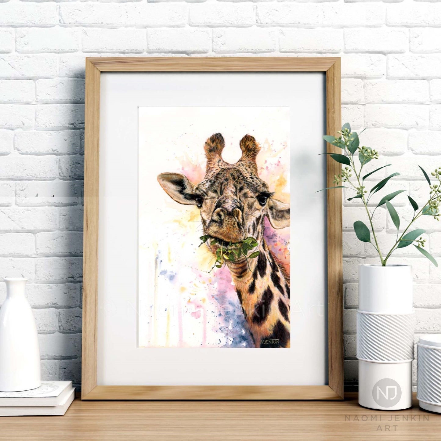"The High Life" - Giraffe art print by Naomi Jenkin Art