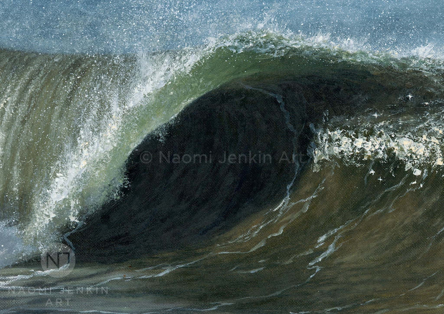 Dramatic close up wave from the original 'A Perfect Tube' painting by Naomi Jenkin Art