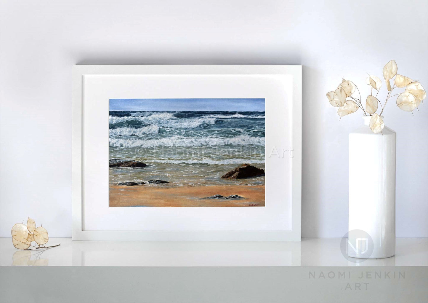 Seascape print of Watergate Bay on a blustery day