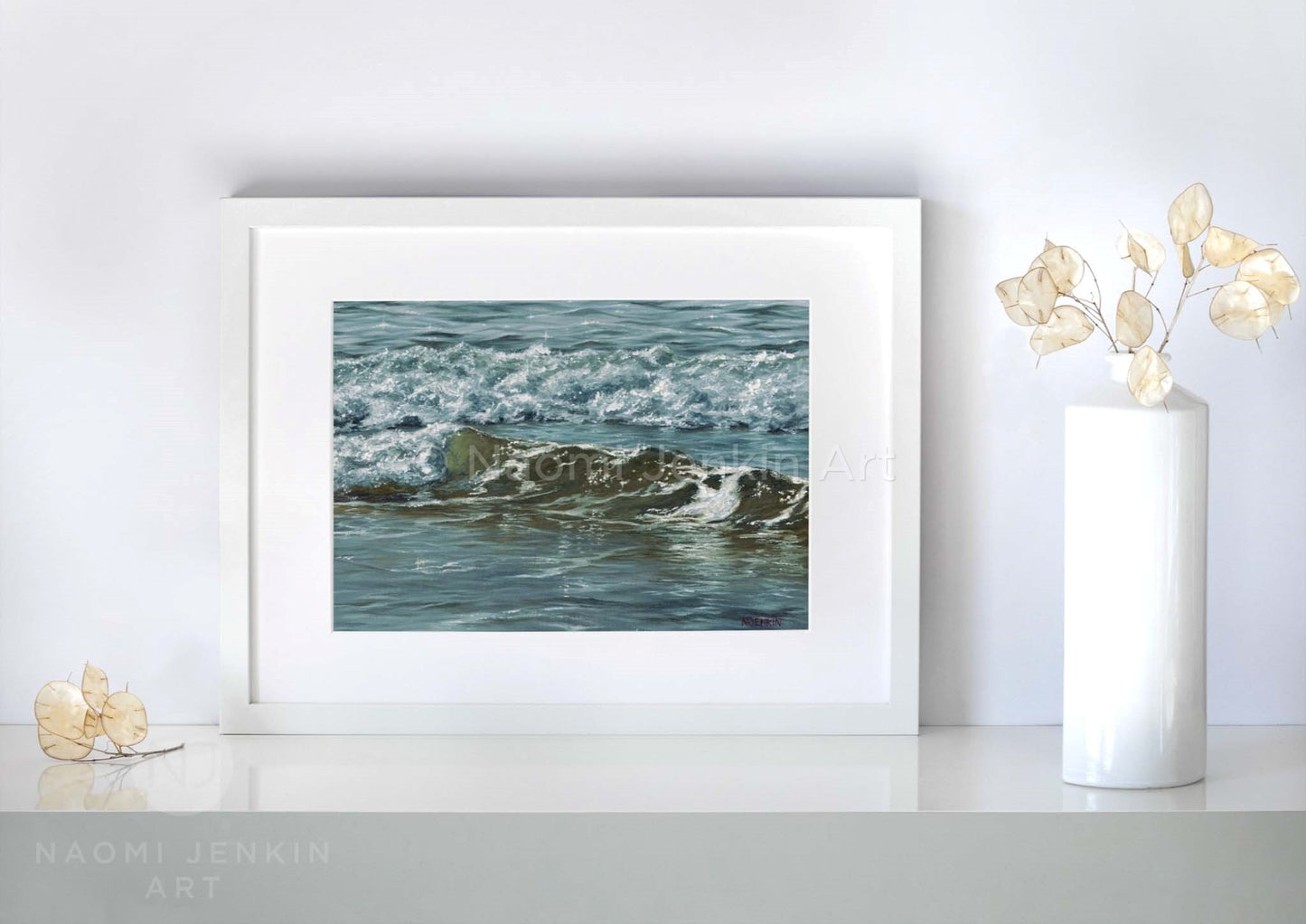 Seascape print 'Diamonds and Jade' by artist Naomi Jenkin Art