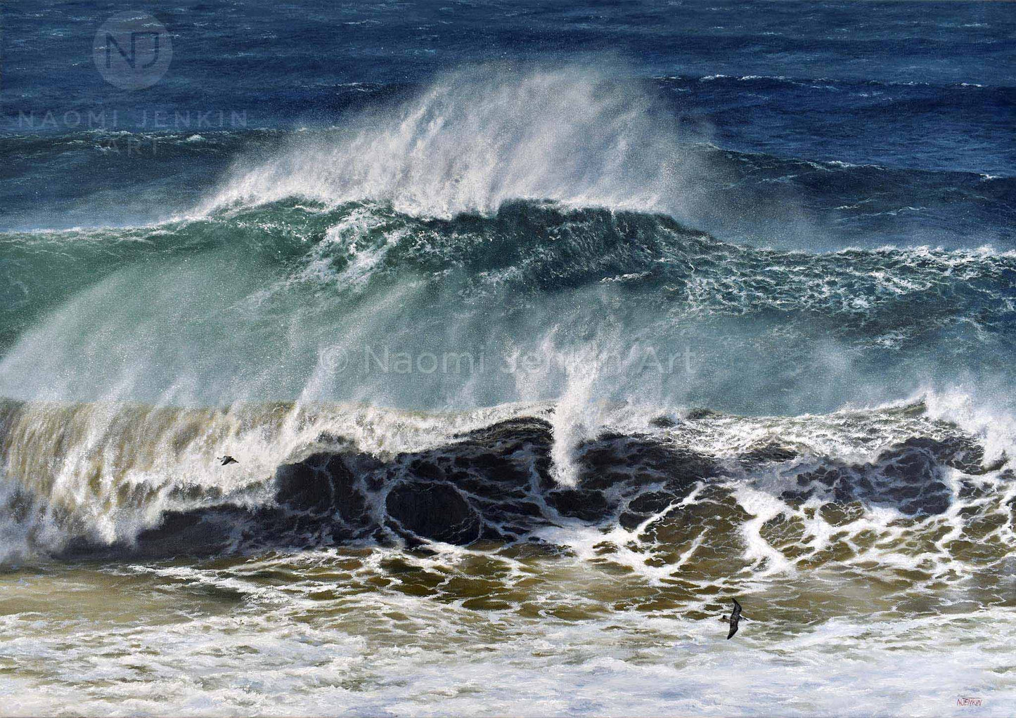 Close up of a seascape fine art print by artist Naomi Jenkin
