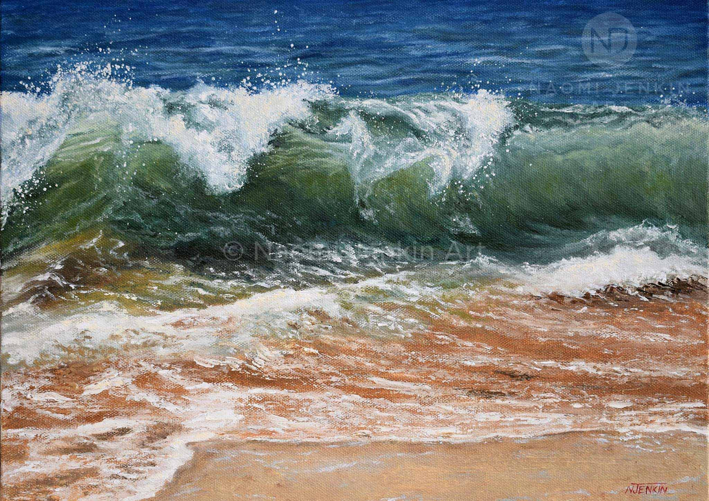 Wave painting by seascape artist Naomi Jenkin Art.