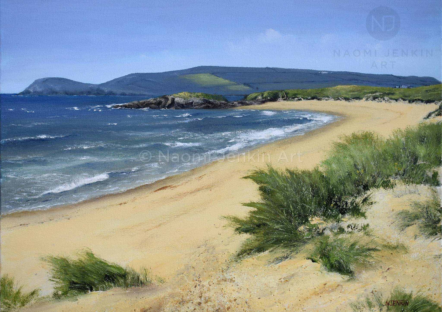 Close up fine art print of Constantine Bay by seascape artist Naomi Jenkin