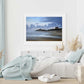 Beach print 'Dawn Over Fistral' by Naomi Jenkin Art in a bedroom setting.
