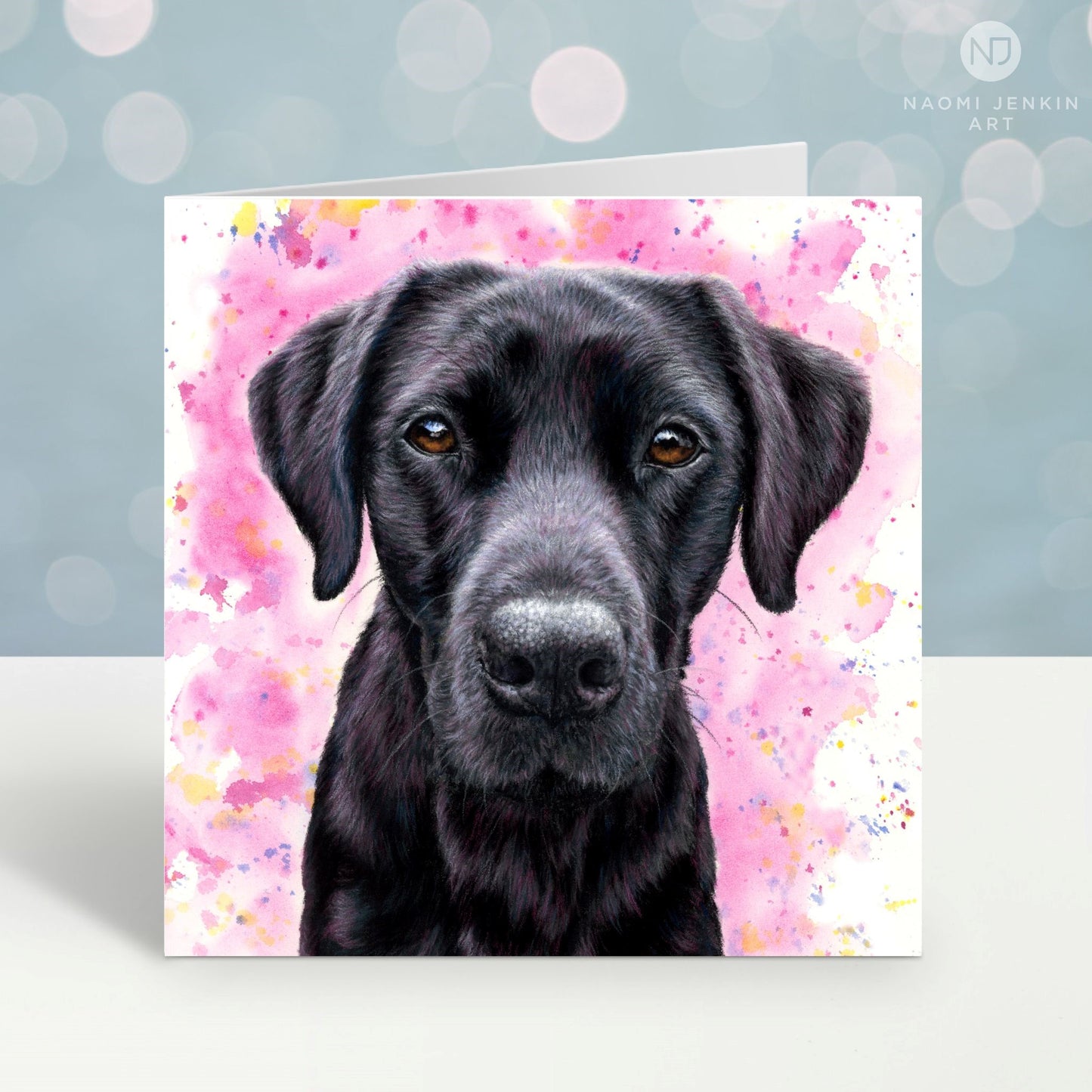 Black Labrador greeting card by Naomi Jenkin Art