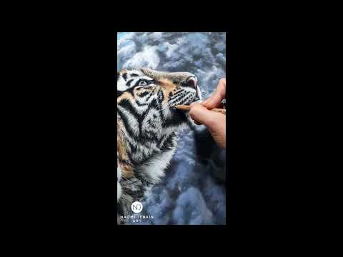 Process video of the original 'Tigers of the Taiga' painting by Naomi Jenkin Art