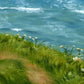 Close up of an original oil painting by Naomi Jenkin of the Cornish coastline. 