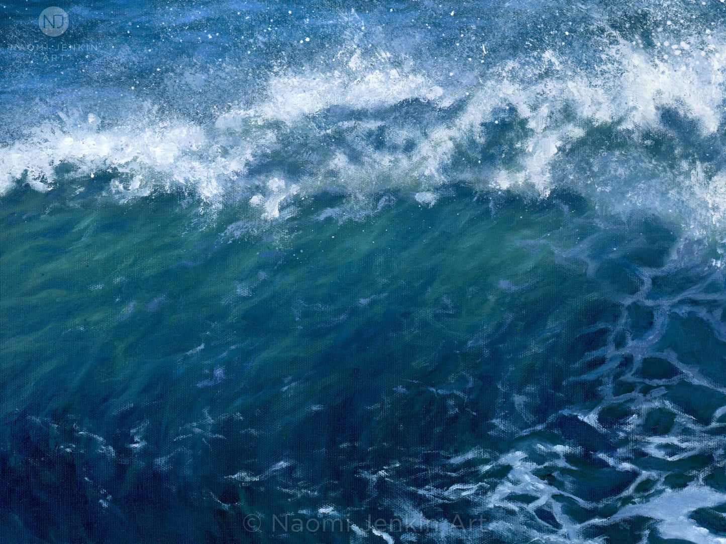 Close up of 'Wild Atlantic', an original seascape painting by Naomi Jenkin.