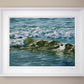 Framed ocean painting by Naomi Jenkin titled "Diamonds and Jade".