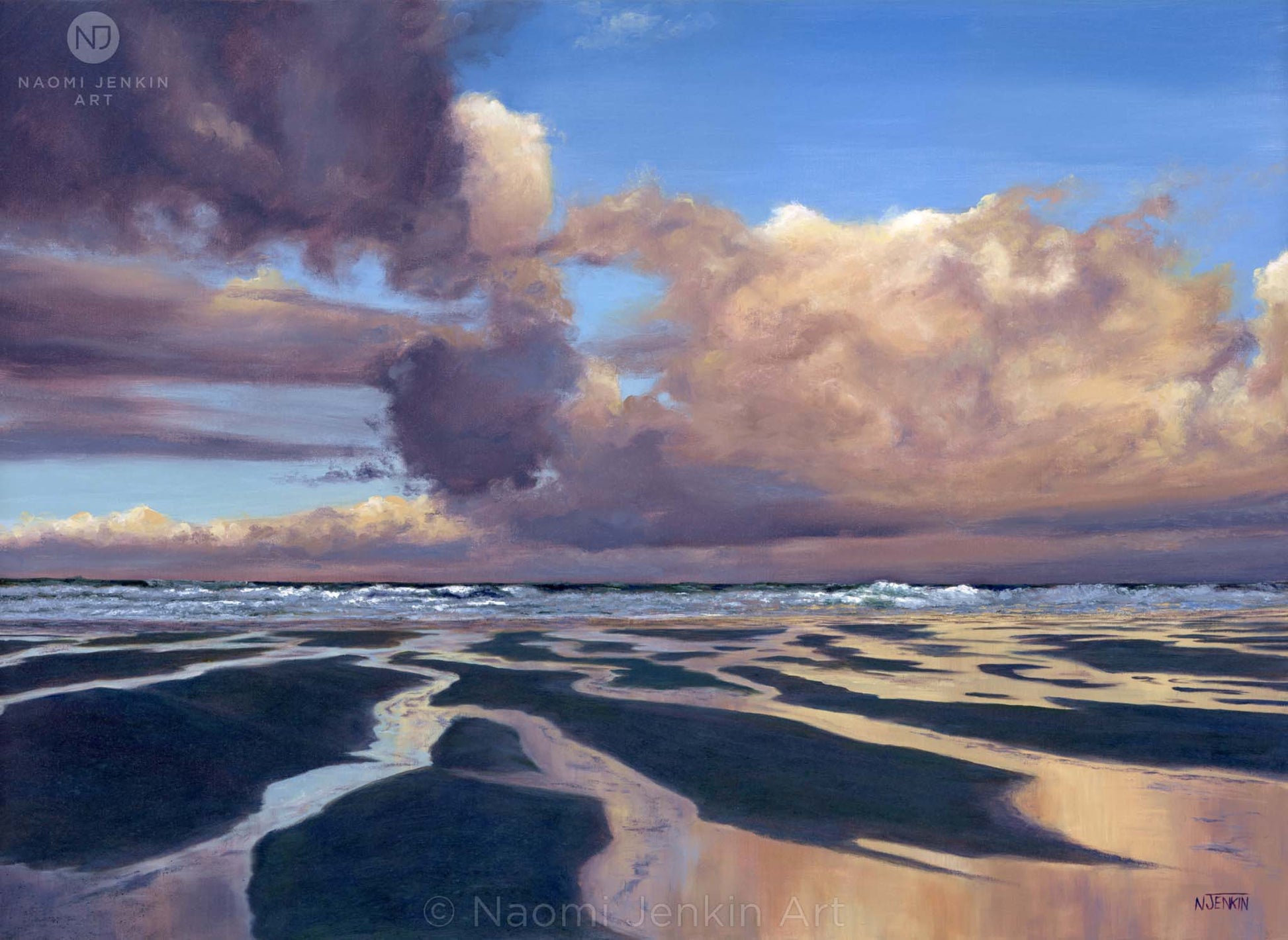 Original seascape painting. 'Early Morning Reflections' by Naomi Jenkin Art
