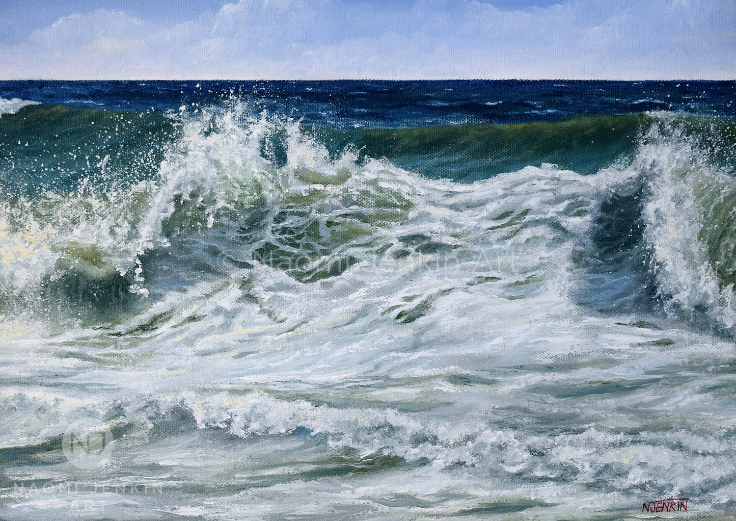 Limited edition 'Foamy Surf” seascape print by Naomi Jenkin Art
