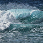Close up painting of a crashing turquoise wave by seascape artist Naomi Jenkin