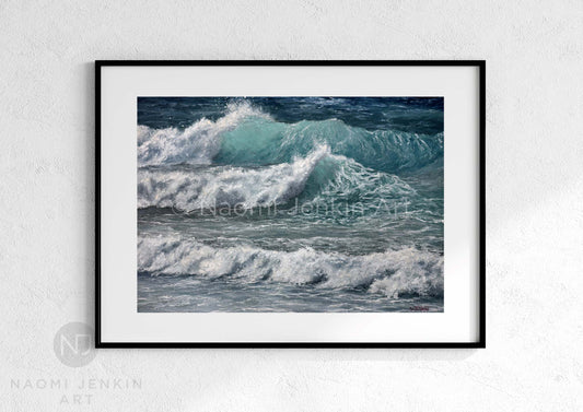 Whitewater Waves' seascape print by artist Naomi Jenkin Art