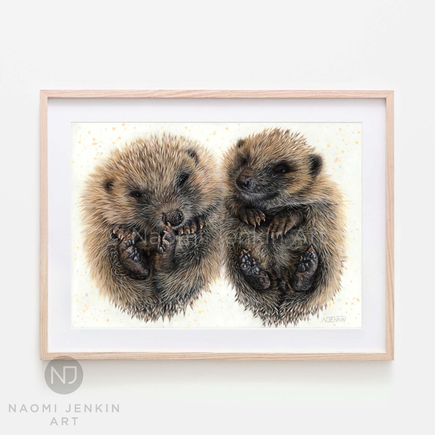 Framed Hedgehog original artwork by Naomi Jenkin