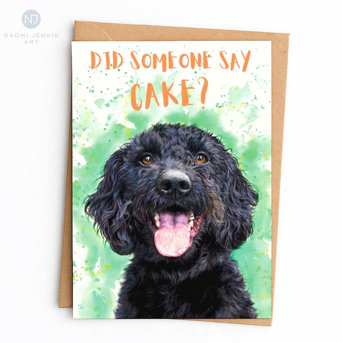 Labradoodle dog birthday card by Naomi Jenkin Art