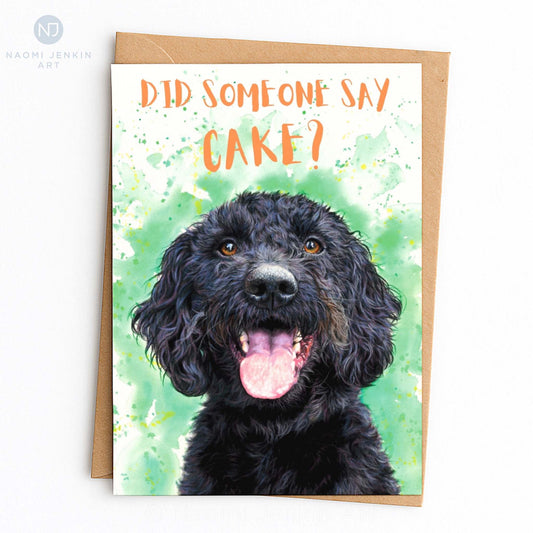 Labradoodle dog birthday card by Naomi Jenkin Art