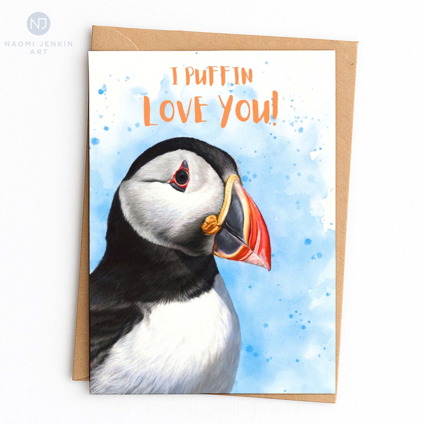 I Puffin Love You card - Naomi Jenkin Art