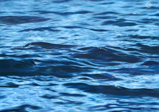 'Solace' - seascape painting of calm ocean ripples by Naomi Jenkin Art. Painted in oil on canvas. 