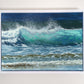 Turquoise Wave seascape painting by Naomi Jenkin in a white wooden tray frame