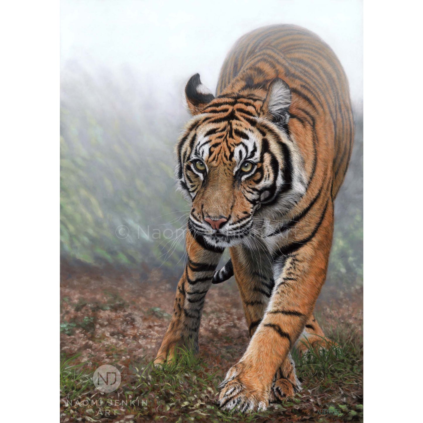 Original tiger painting "Stealth" by wildlife artist Naomi Jenkin Art.