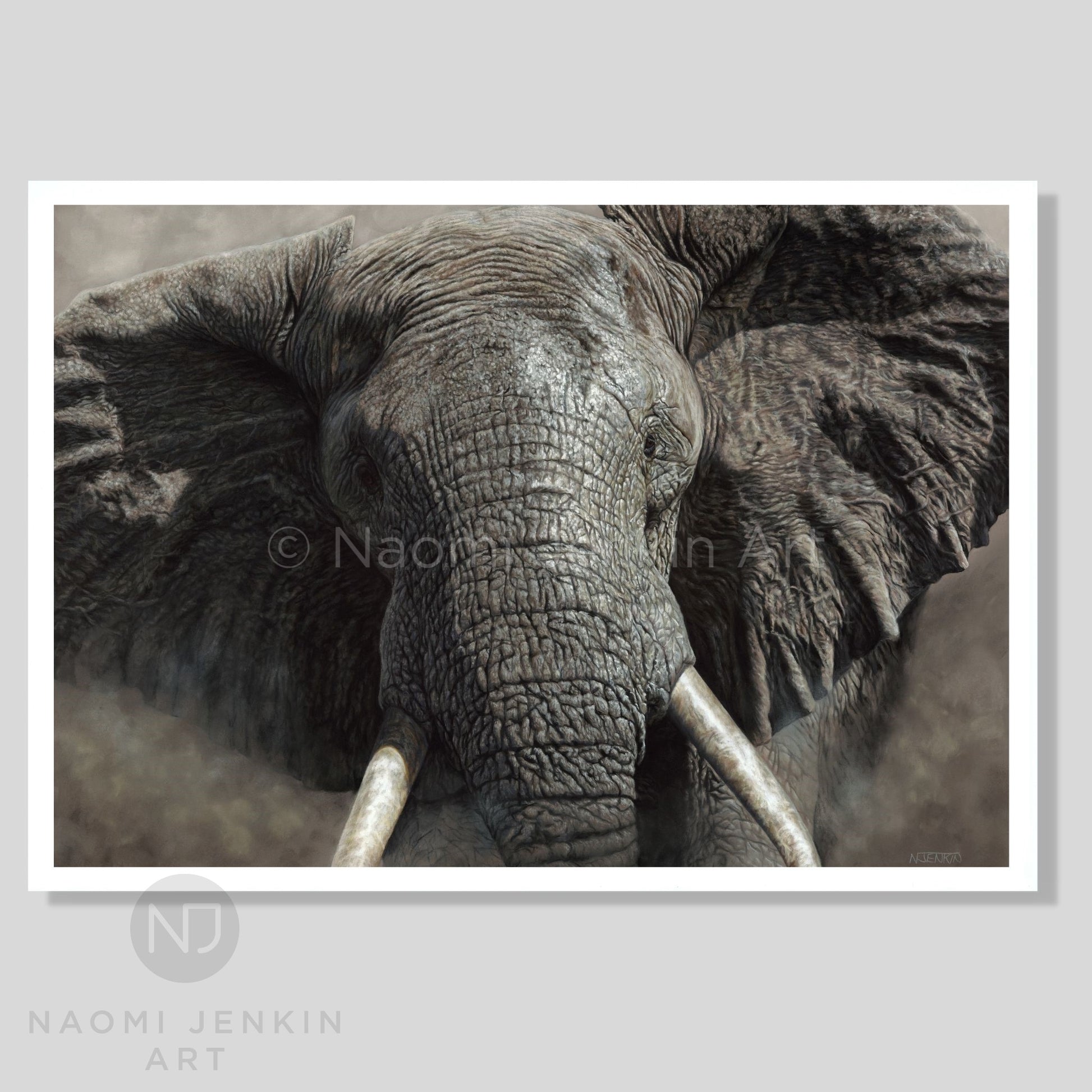 African elephant art print by wildlife artist Naomi Jenkin Art