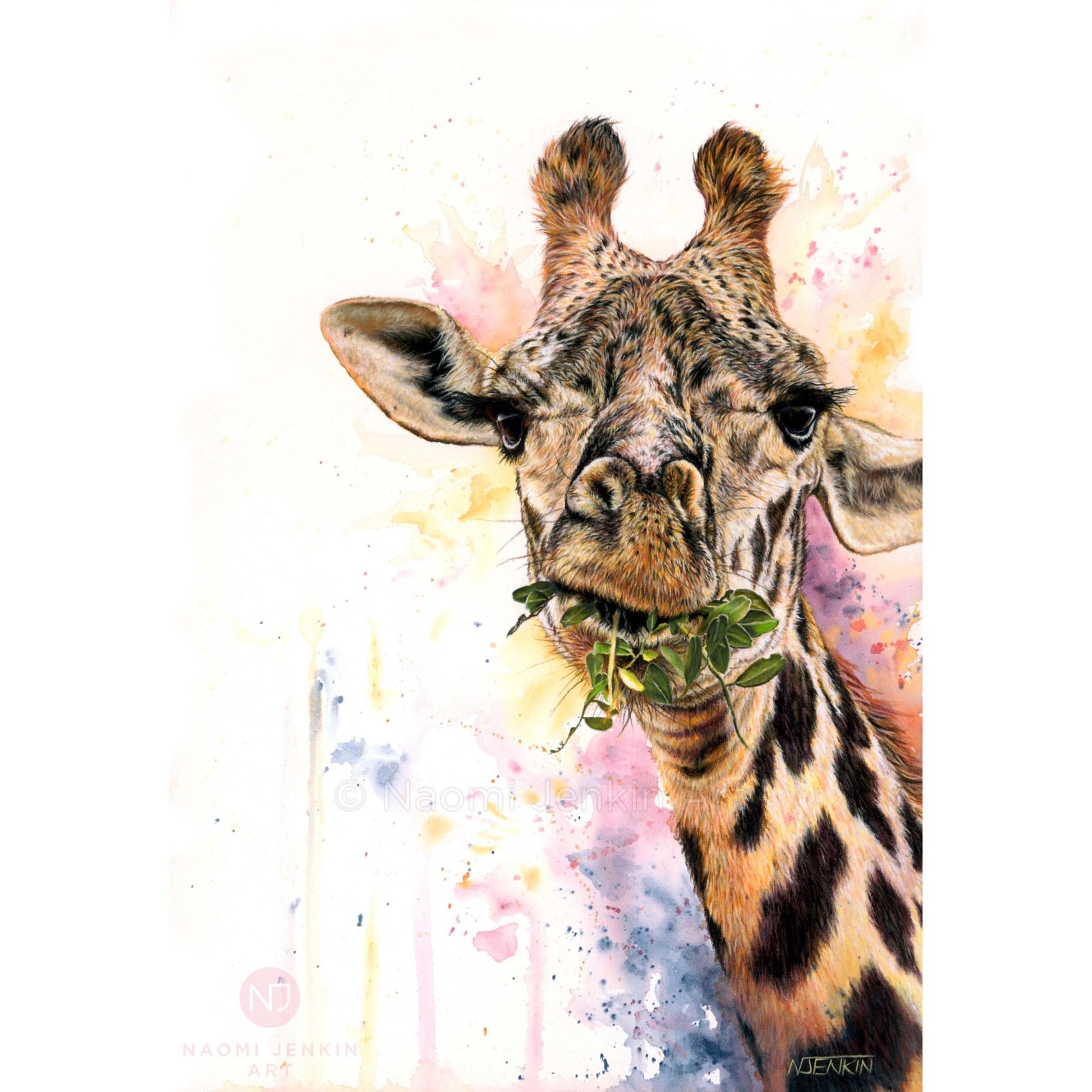 "The High Life" - Original giraffe painting by Naomi Jenkin Art