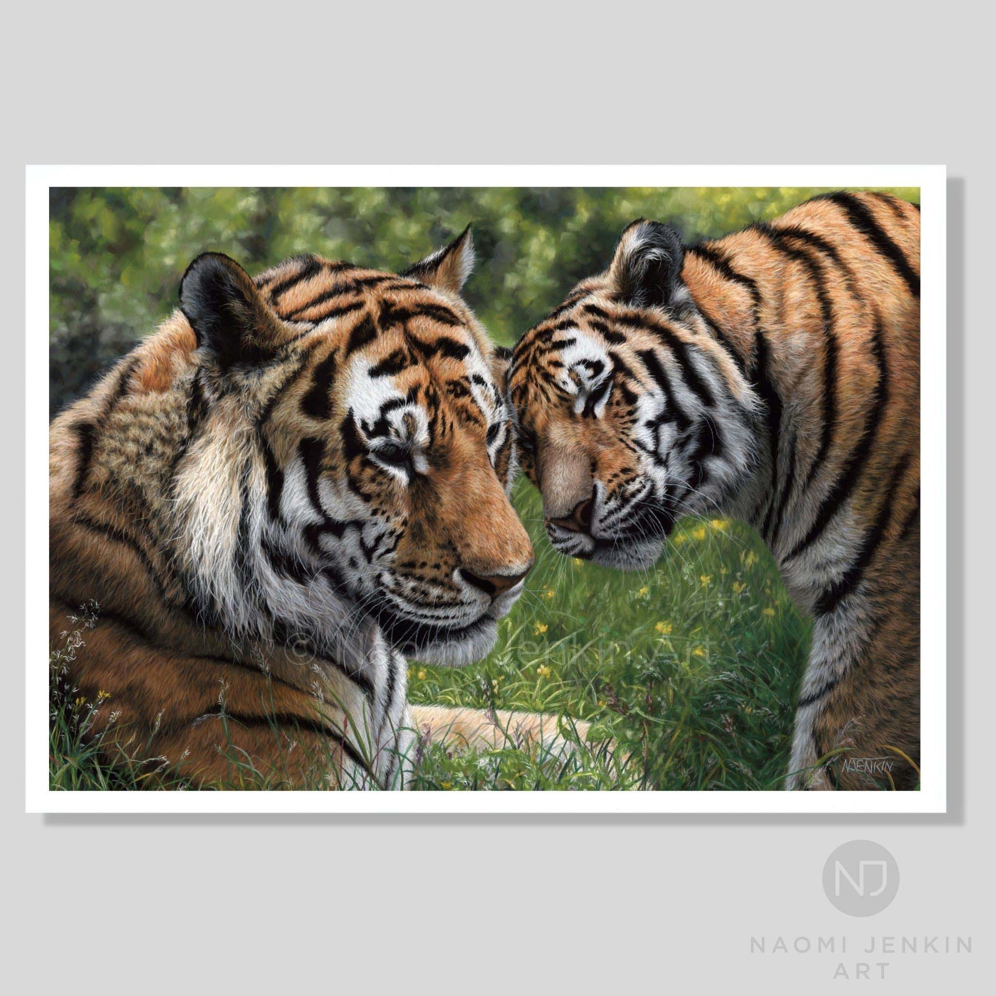 Tiger art print "Allegiance" produced from an original pastel painting by wildlife artist Naomi Jenkin