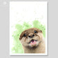 Artwork of an otter with a green watercolour background by artist Naomi Jenkin. 