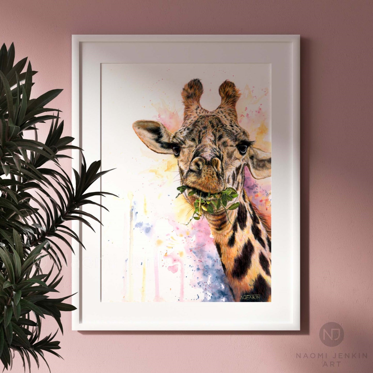 "The High Life" - Original giraffe painting by Naomi Jenkin Art