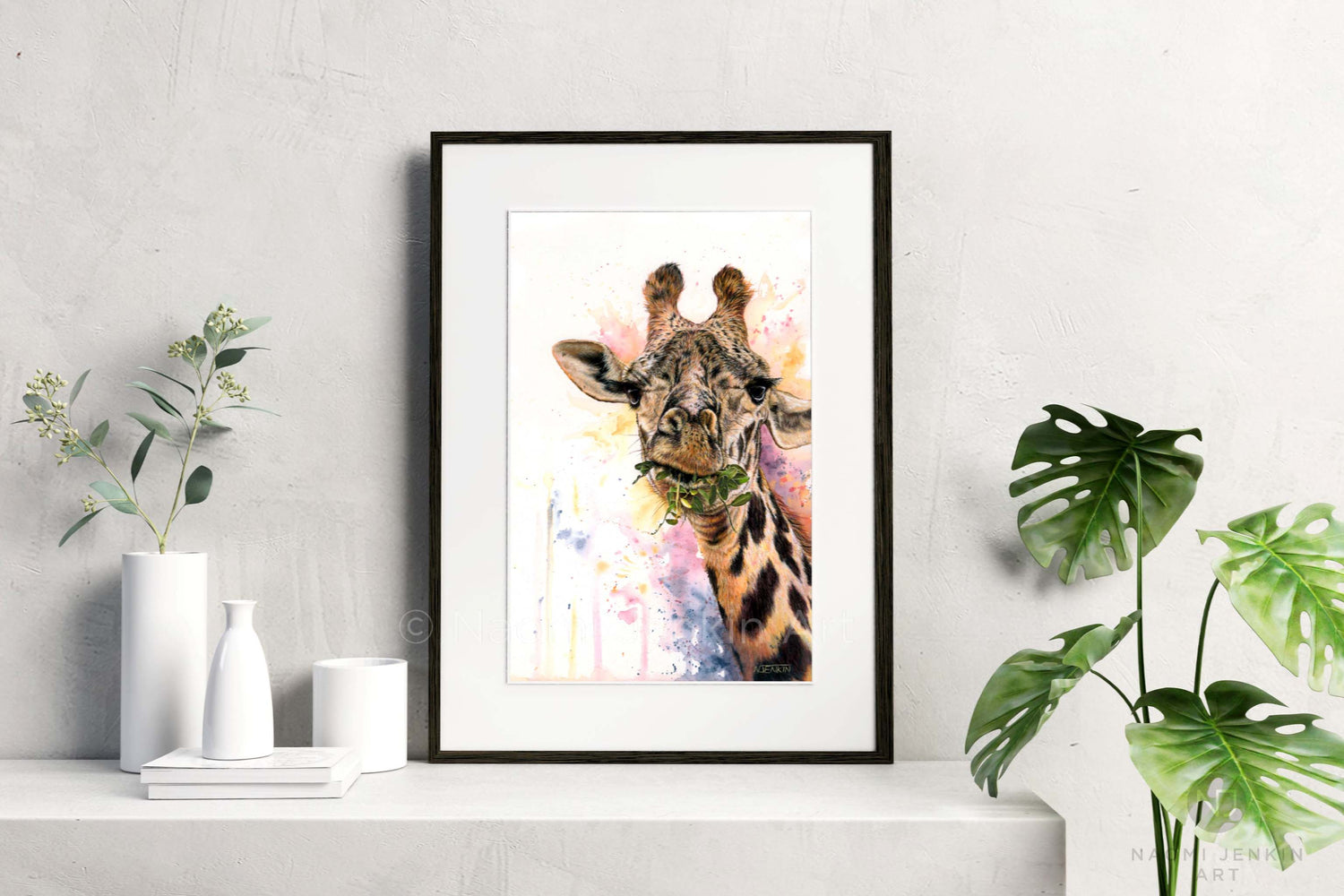 "The High Life" - Giraffe art print by Naomi Jenkin Art