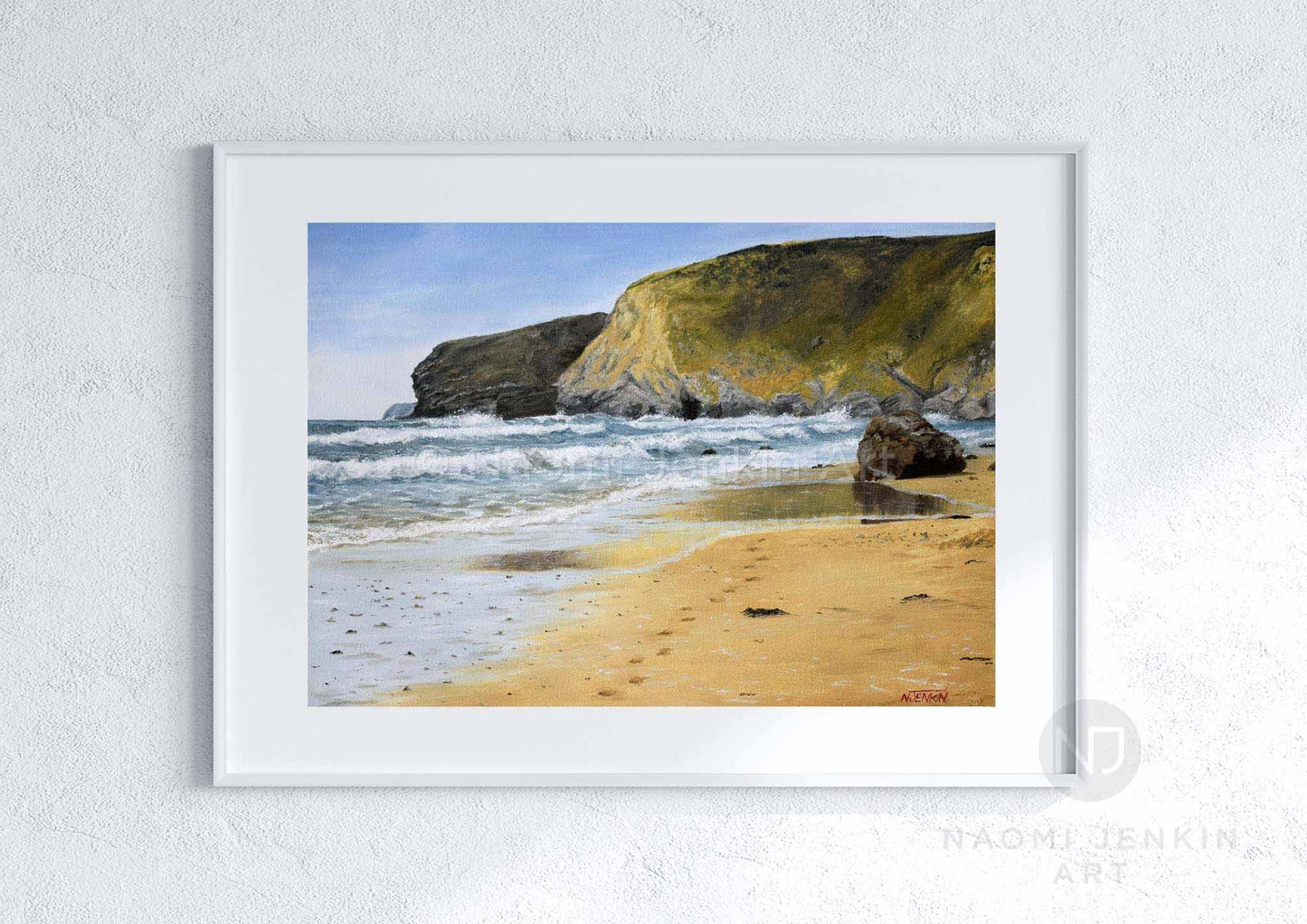 Fine art beach print of Watergate Bay by Naomi Jenkin Art