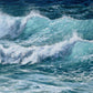 Close up painting of curling waves by seascape artist Naomi Jenkin