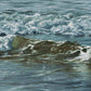 Close up painting of two little waves mixed with calm waters by seascape artist Naomi Jenkin