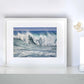 Seascape print 'Offshore Spray' by Naomi Jenkin Art in a white frame