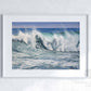 Uplifting seascape print of bubbling waves on a sunny day by seascape artist Naomi Jenkin