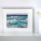 Seascape print 'Shades of Ocean Blue' in a white frame 