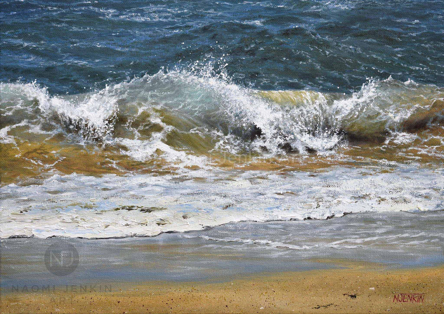 Wave painting by seascape artist Naomi Jenkin. 