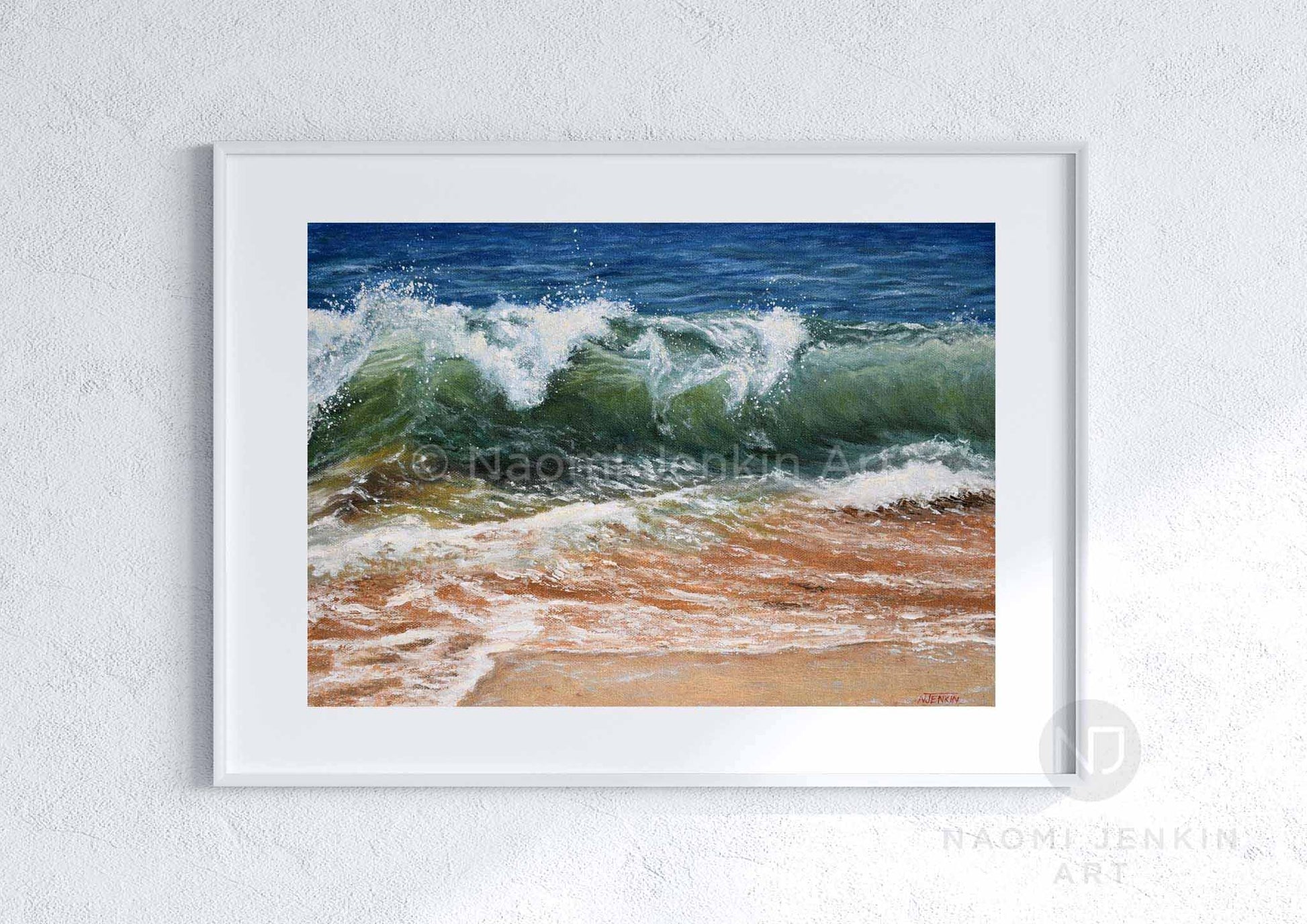 Wave painting print 'Shoreline Breaker' by seascape artist Naomi Jenkin Art
