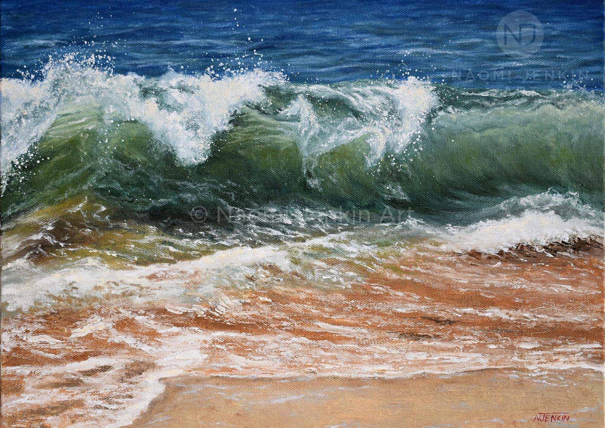 Close up of a seascape fine art print inspired by breaking waves