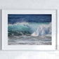 Wave print by seascape artist Naomi Jenkin Art in a white frame