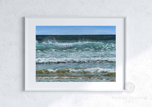 Wave print 'Summer Surf' by seascape artist Naomi Jenkin Art