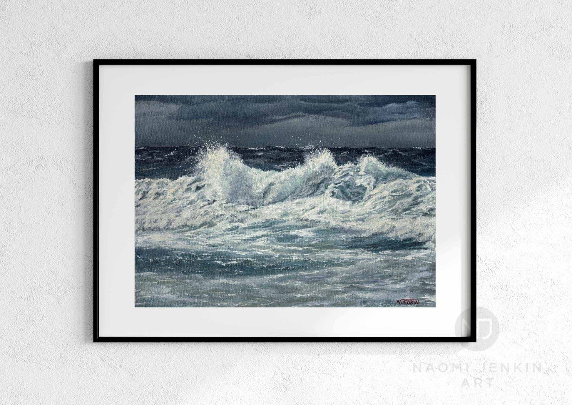 Wave prints by seascape artist Naomi Jenkin Art. 